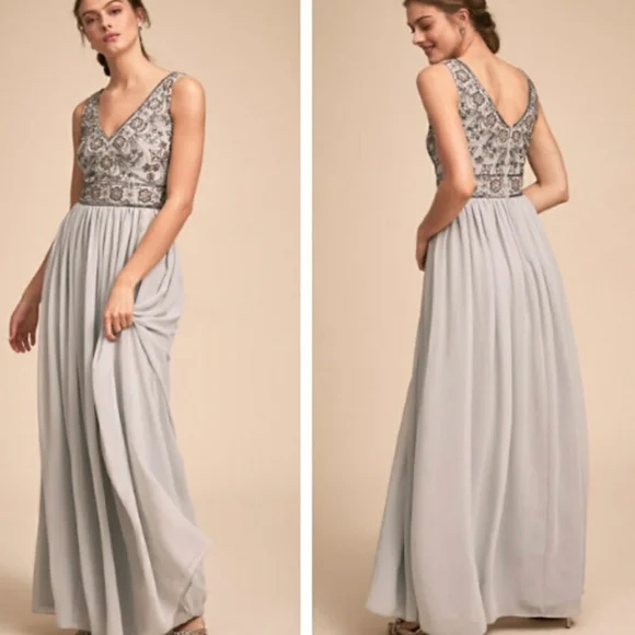 NEW BHLDN Mischa Dress Size 10 Gown Beaded Wedding Guest Maxi - Picture 2 of 11